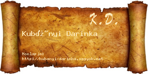 Kubányi Darinka névjegykártya